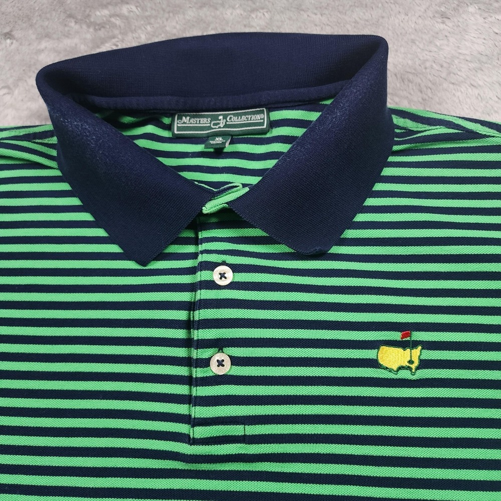 Masters Collection Polo Shirt Mens XL Green Navy Stripe Masters Golf Pima Cotton - Picture 5 of 11